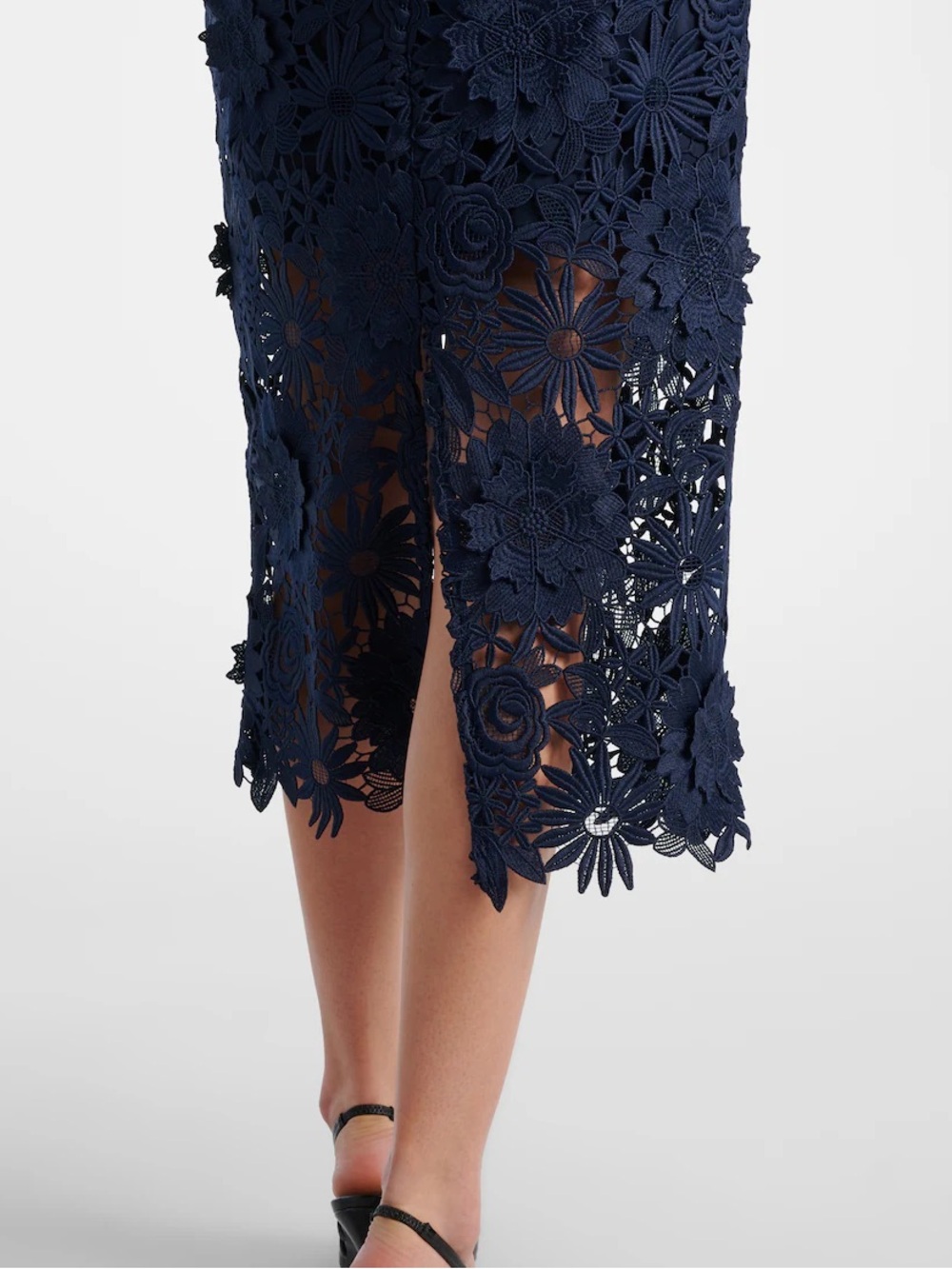 Lulus Blue Moon Floral Lace Midi Skirt Size S - Picture 7 of 9